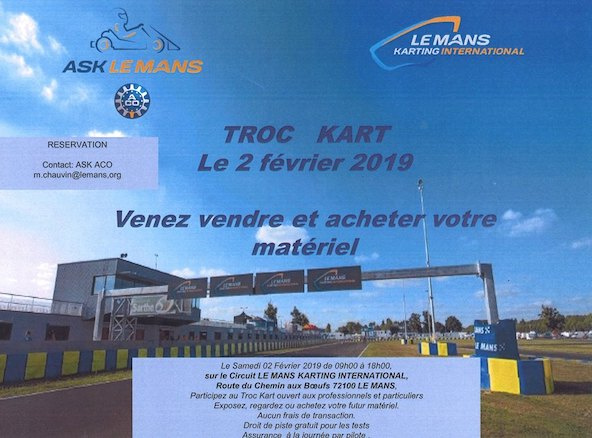 Rendez-vous au Mans pour le Troc Kart 2019 et du roulage