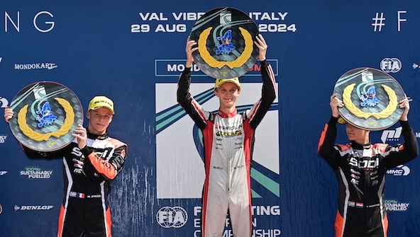 Le Français Mattéo Spirgel Champion d’Europe FIA Karting en KZ2